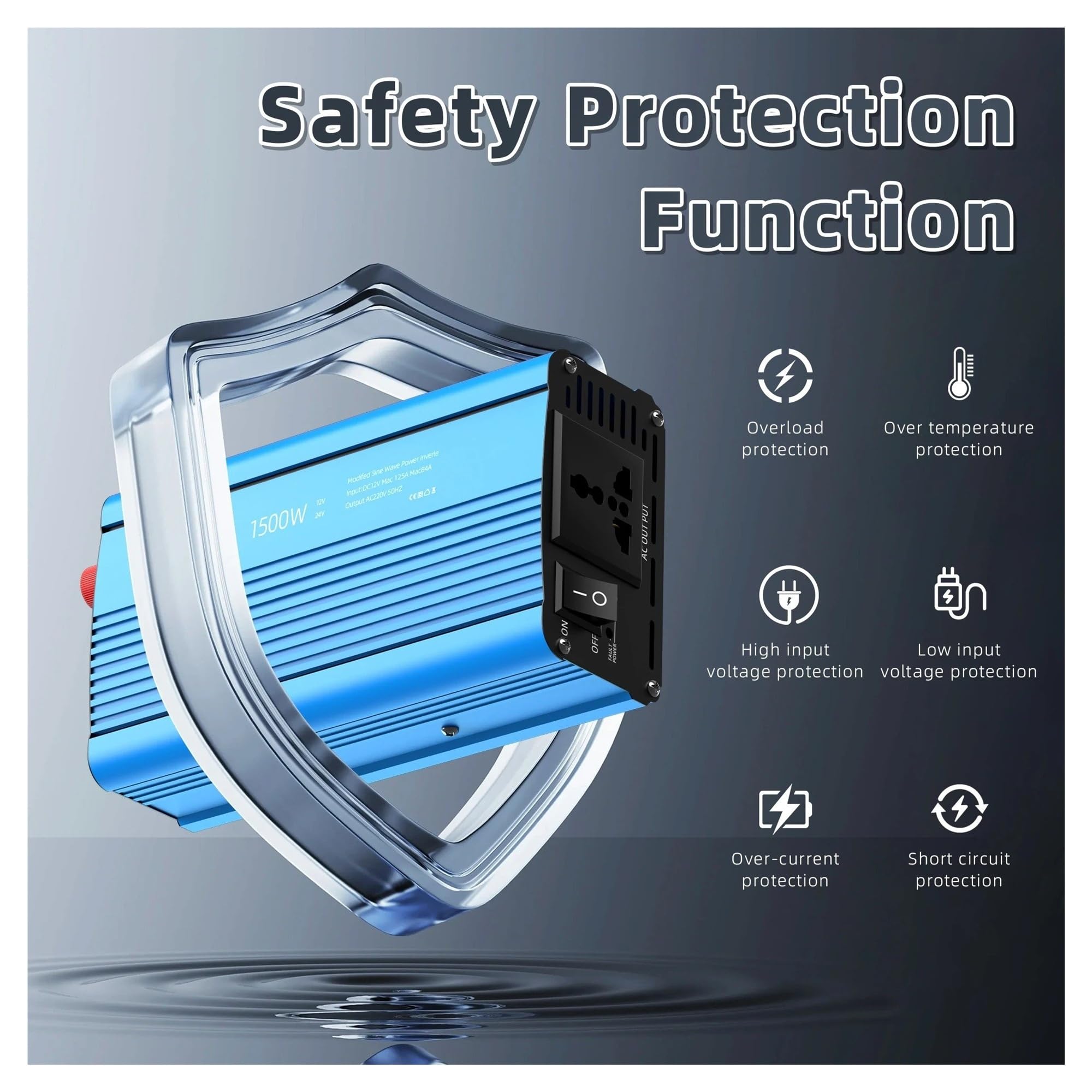 Convertidor Adaptador Inversor Coche 12V/24V 220V Potencia 500W/1500W/2000WConvertidor Enchufe Onu 12 Voltios Auto Inversor12v Transformador Solar inversor