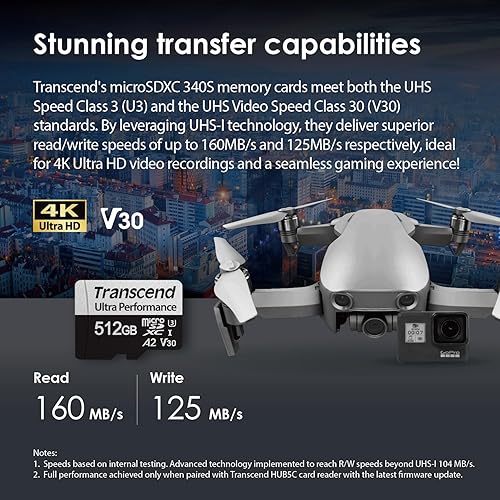 Miniatura 6 de Transcend Tarjeta micro SD microSDXC A2 V30 de 512 GB, hasta 160 MBs, para Nintendo Switch, GoPro, Steam Deck, ROG Ally, MSI Claw, DJI, Insta360,