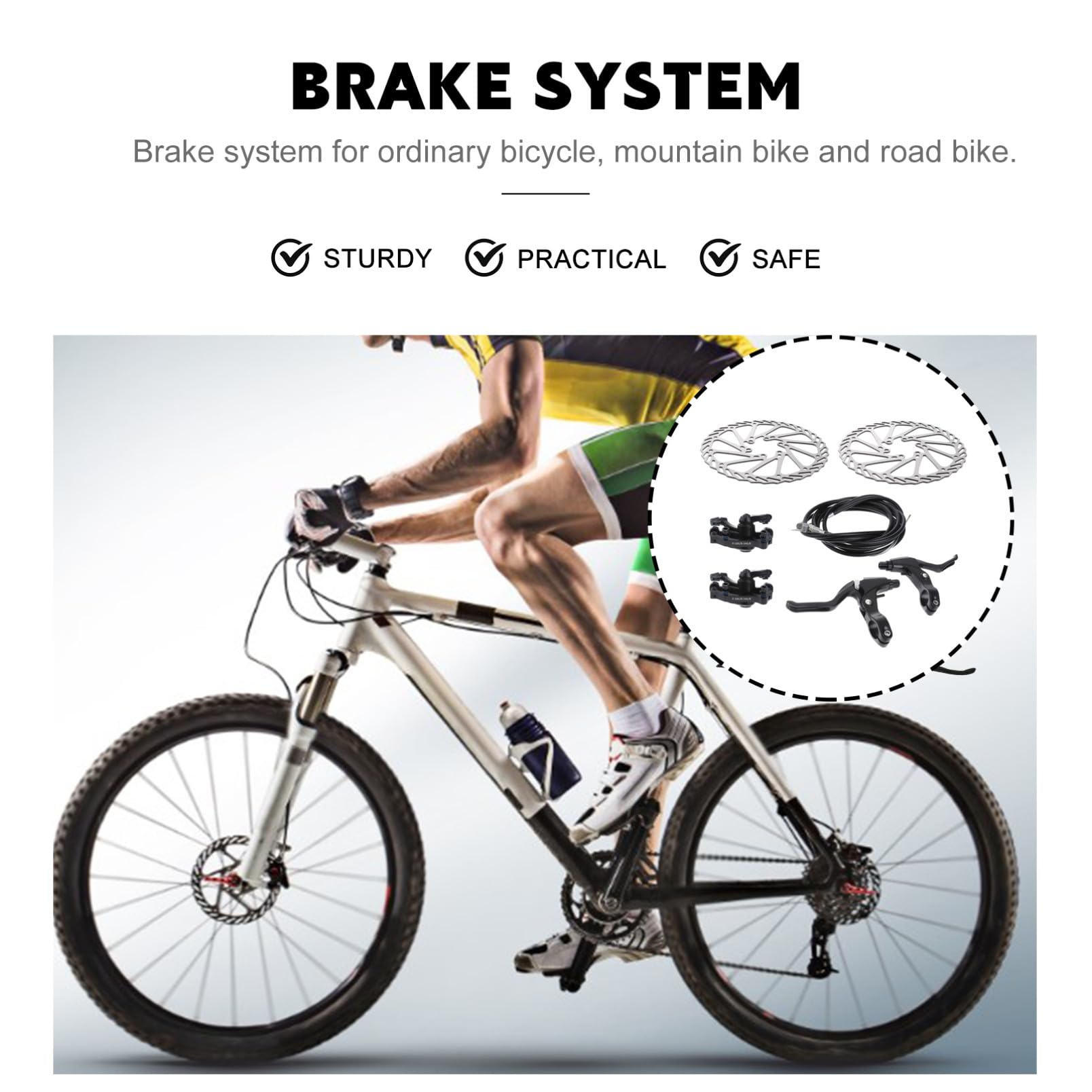 Sosoport Fahrrad Scheibenbremsen Satz Mountainbike Rennrad Metallscheibe Bremshebel Schaltzug Bremsrotor für Offroad und Straßen