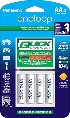 Eneloop K-KJ55MCA4BA 3-Hour Quick Charger with 4 AA Batteries