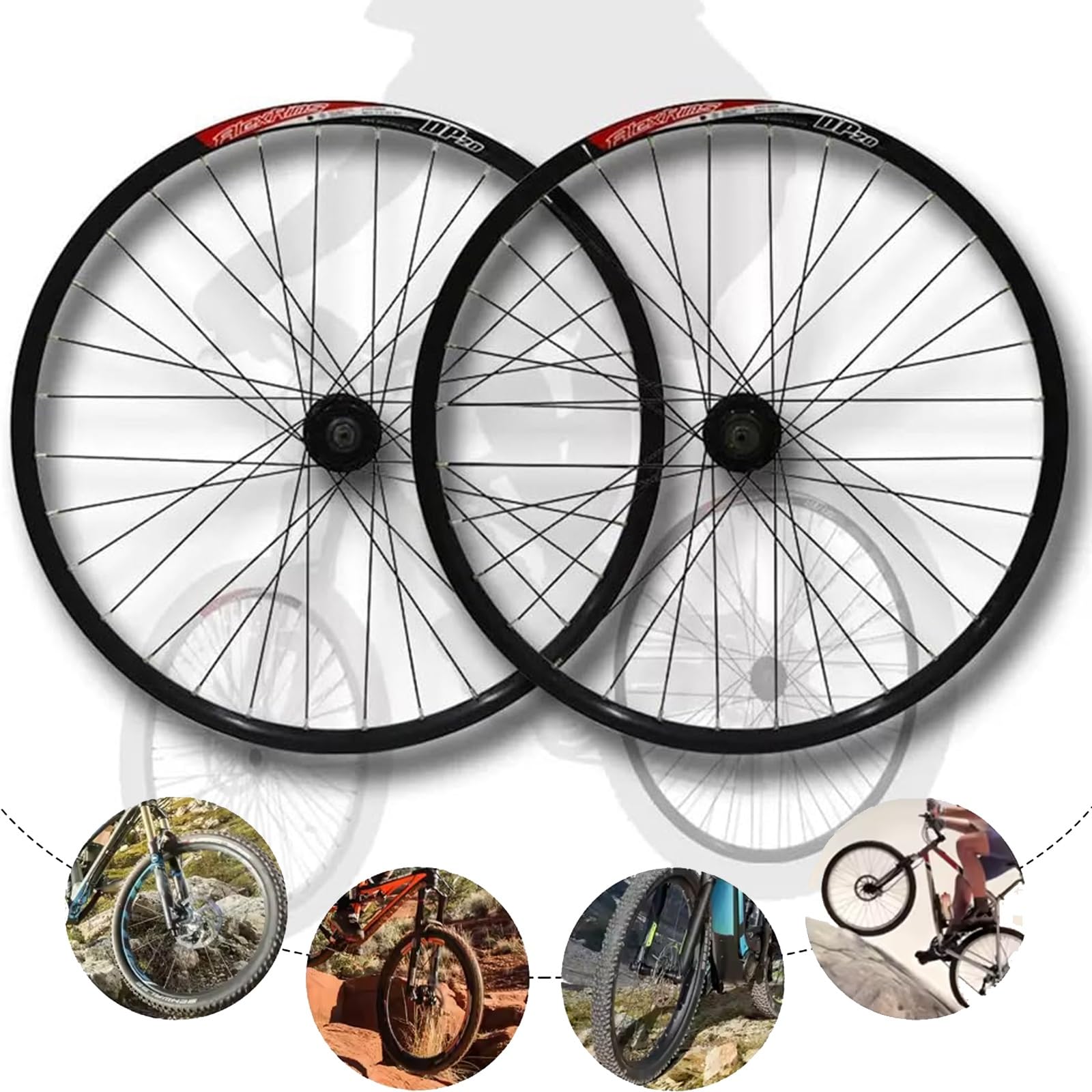 26-calowy zestaw kół do roweru górskiego, przednie i tylne koło 100/135 mm, szybkozłączka, hamulce tarczowe, ultralekka felga aluminiowa, 32 otwory, pasuje do kaset 7-, 8- i 9-rzędowych