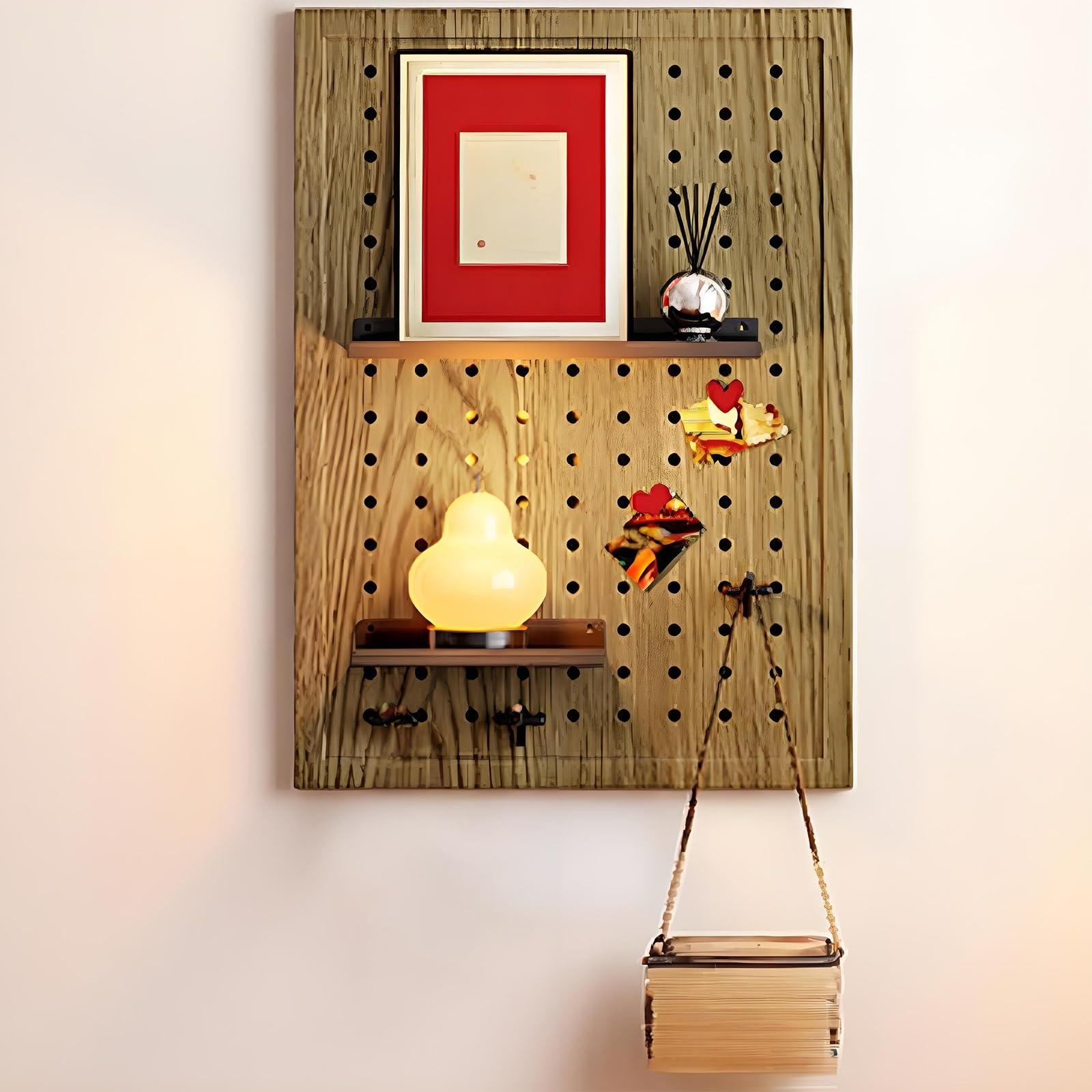 Pannello Portautensili in Metallo con 10 Ganci, Adatto per Casa, Deposito Attrezzi in Garage, Organizzazione in Ufficio, Pannello Forato per Organizzazione a Parete(Green,40 * 60cm/16 * 24in)
