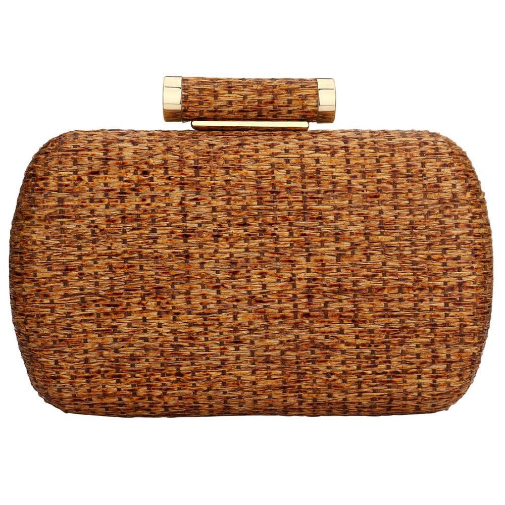 YYWStraw Handbag Hand-Woved Envelop Evening Clutch Party Wedding Vacation Summer Beach Bag Straw Clutch (Brown)