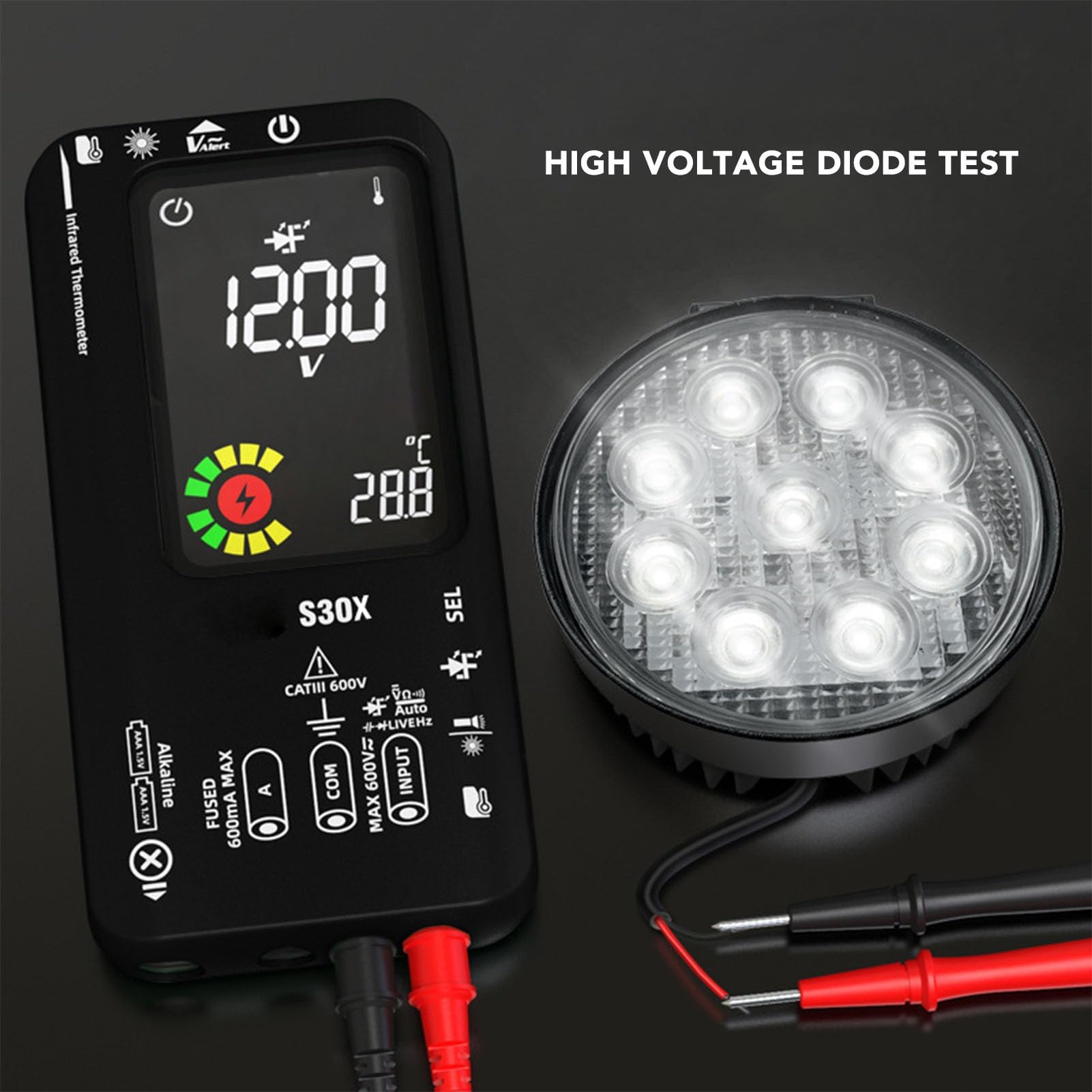 Crenova MS8233D Multimeter für Spannung, Strom, Widerstand, AC DC Voltmeter Ohm Tester mit Hintergrundbeleuchtetem LCD-Display