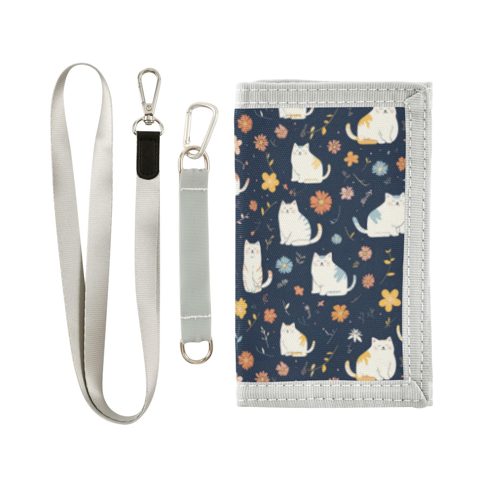 Wusikd Cat Flower Kids Wallet for Boys Girls Cartoon Toddler Trifold Wallet Novelty Wallet for Teens Women Men