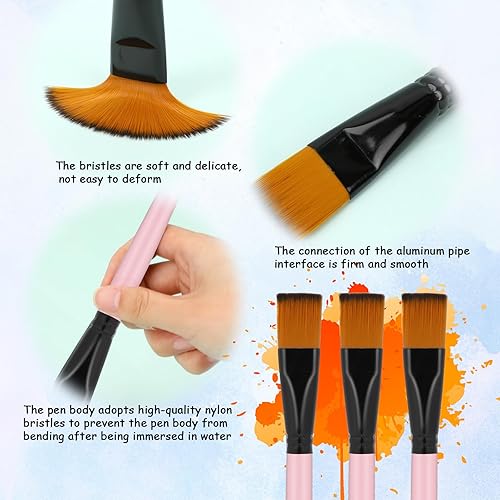 Miniatura 3 de 6 pinceles planos de 1 pulgada, pinceles de pintura acrílica, pinceles para pintura acrílica, pincel plano de nailon sintético, pinceles de artista