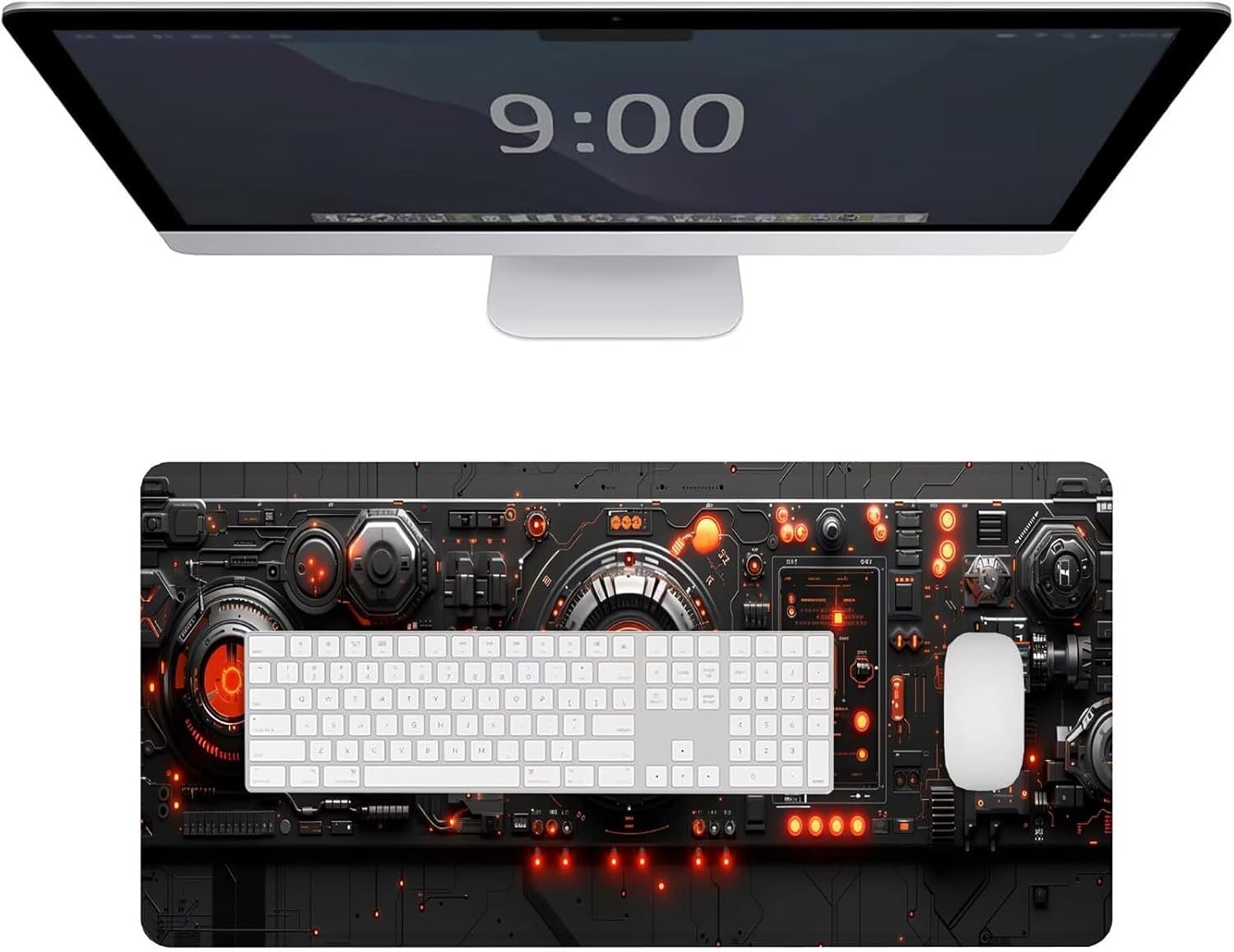 Large Mouse Pad, Black Mouse Pad for Office Desk Accessories, 35.4 x 15.7 in Large Gaming Mouse Pad Mecha Desk Mat Laptop Keyboard Mat with Non-Slip Rubber Base, 3mm Thick Mouse Pad Gaming Z-7