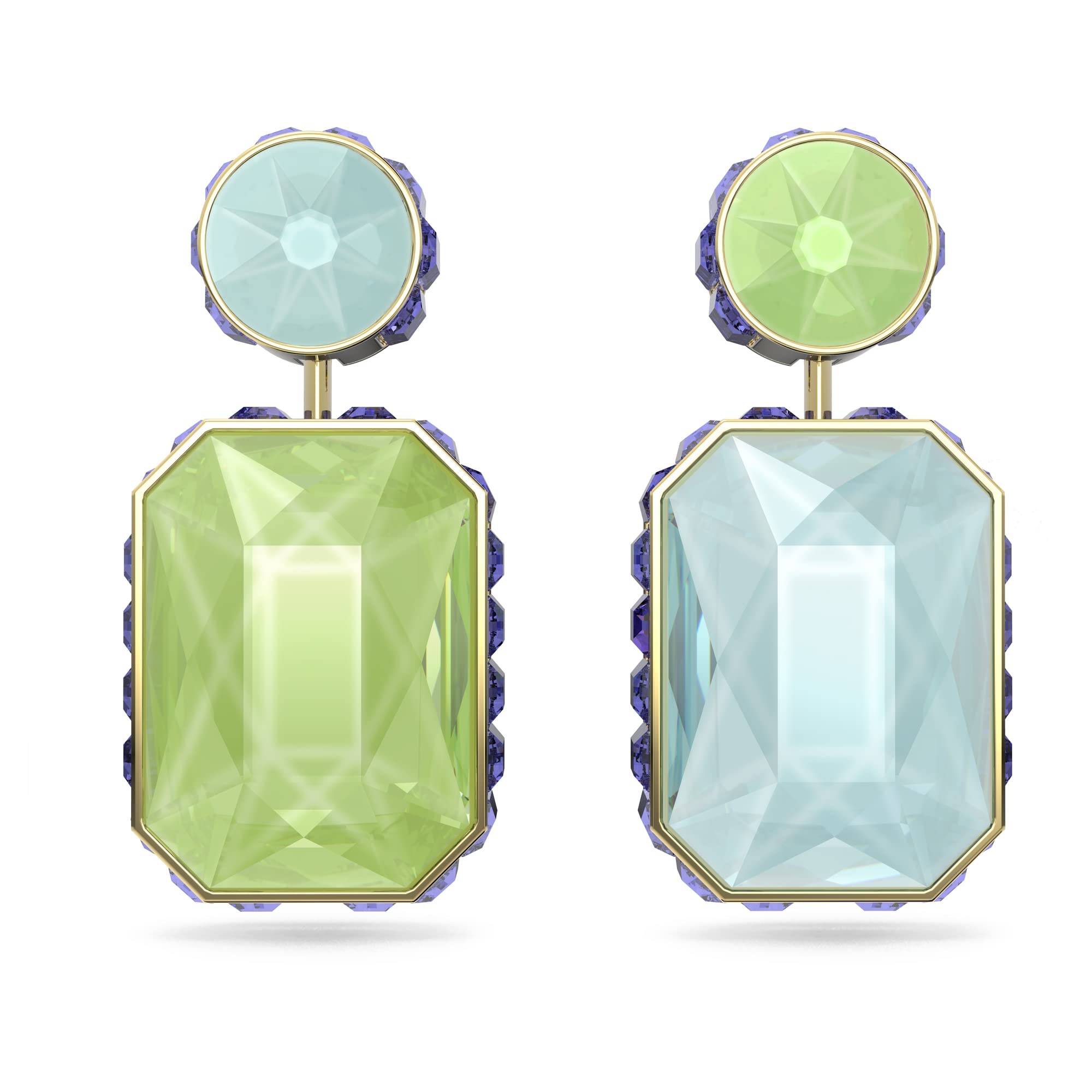 Swarovski Earrings - Orbita drop Asymmetrical design Octagon cut Gold-t - multi - Earrings for ladies