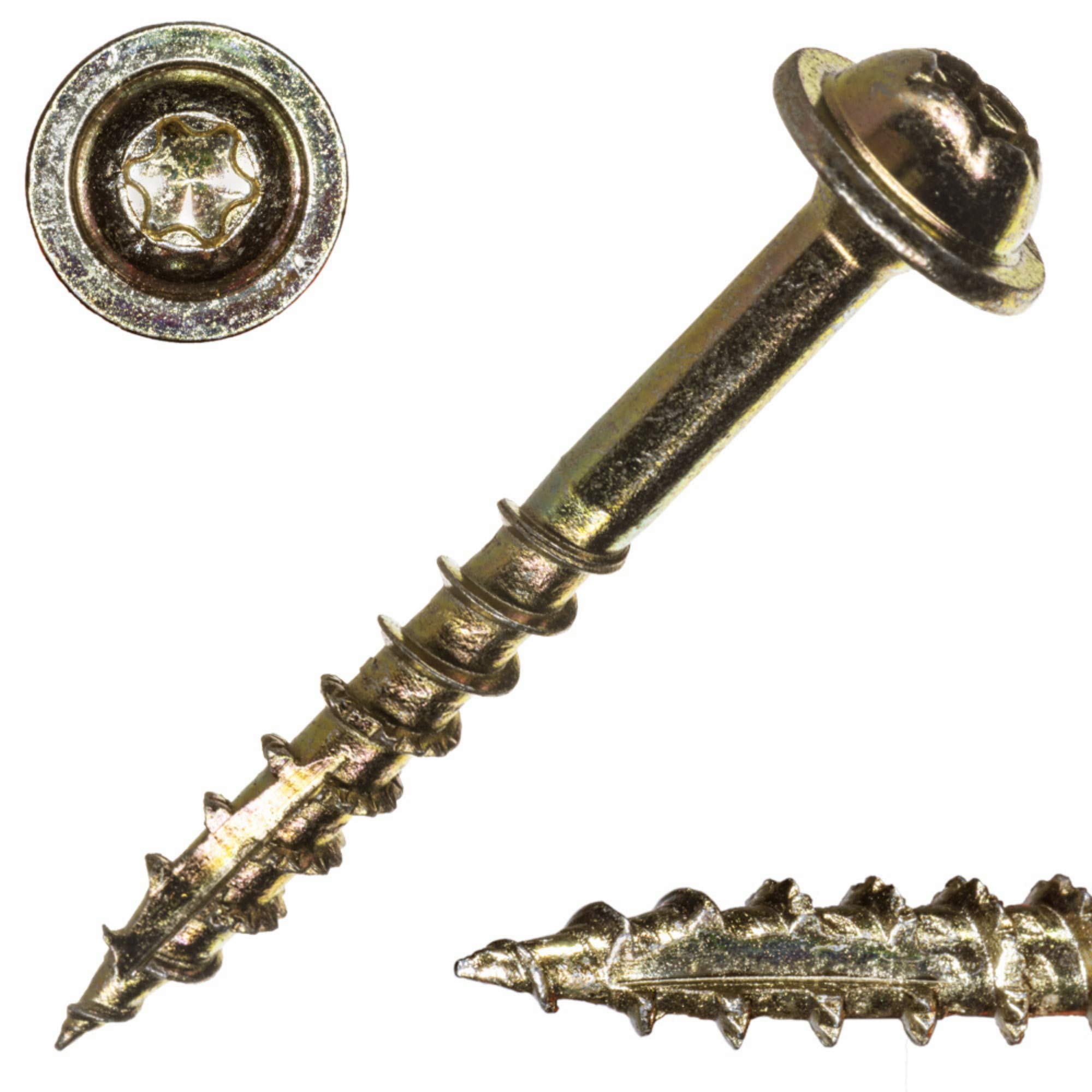 #9 x 1-1/2" Saberdrive Cabinet Screws 1 LB, Approx. 143 Pieces, Durable Wood Screws, Serrated Thread for Secure Fastening, Avoid Cam Out