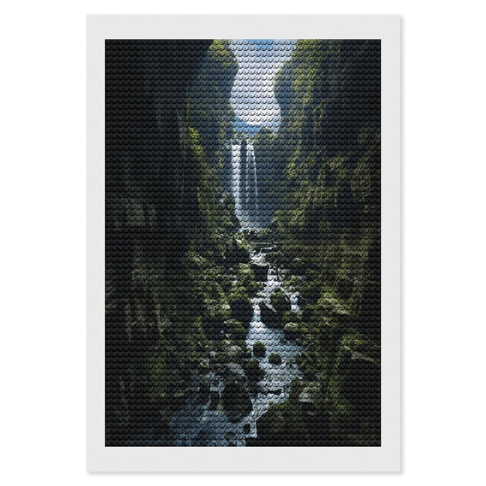 LDGSUPH Waterfall Cliff Diamond Painting Kits for Adults Paint with Diamond Pictures Art DIY Full Drill Diamond Dots Painting Personalized Diamond Photo for Home Wall Decor Gift 8"x12"