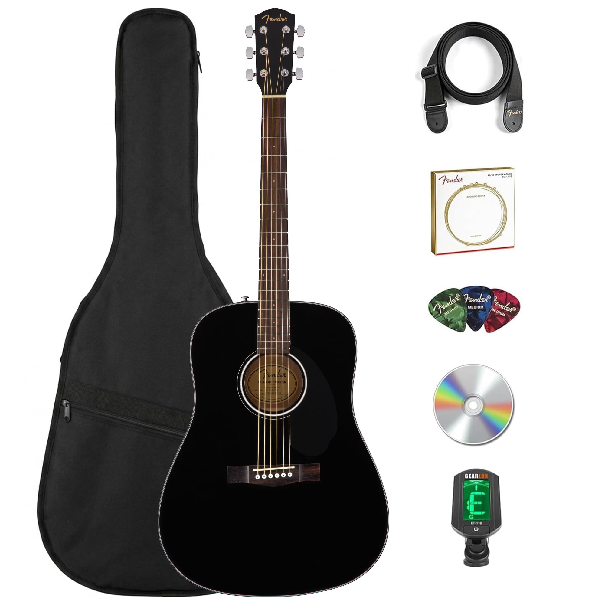 Fender Classic Design Dreadnought Acoustic Guitar Bundle