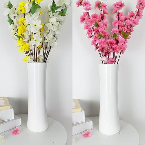 Miniatura 4 de Florero de cerámica blanca, jarrones modernos con textura alta de 12 pulgadas para granja, decoración del hogar, estante, centros de mesa,