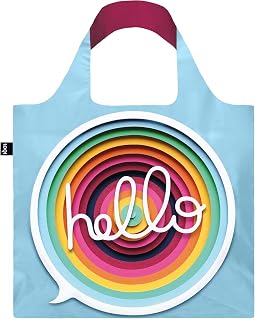 LOQI(ローキー) エコバッグ OW.HE OWEN GILDERSLEEVE Hello Recycled Bag ブルー 約 幅50x縦42cm(持手上まで69cm) 付属ポーチ:11.5x11cm
