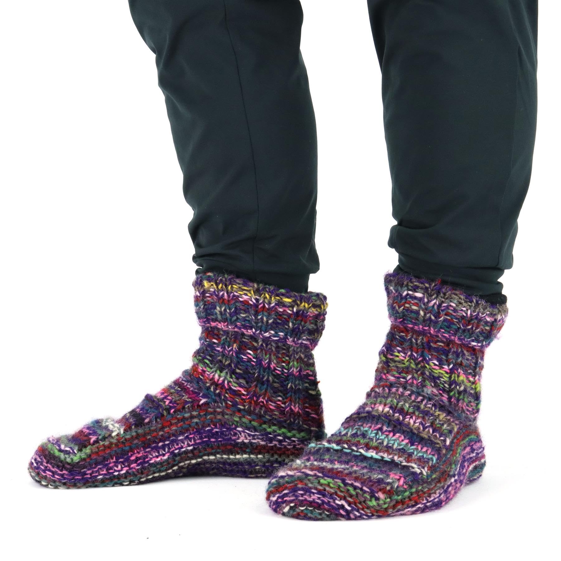 Loudelephant Sd Purple Mix Hand Knitted Wool Ankle Socks