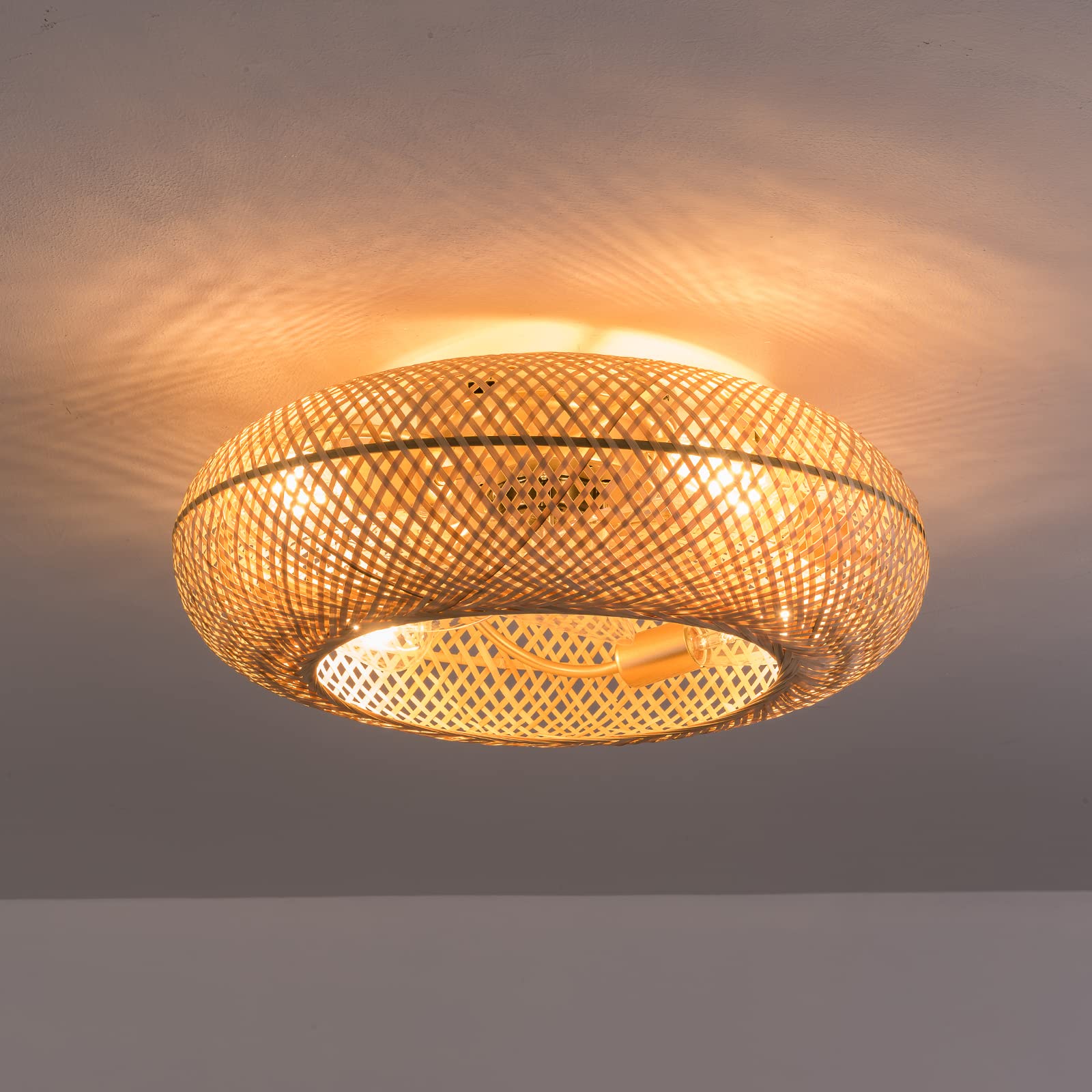 Ventilatore da soffitto a gabbia, 20 pollici, a basso profilo, ventilatore da soffitto con telecomando, ventilatore da incasso, illuminazione per camera da letto, soggiorno, cucina