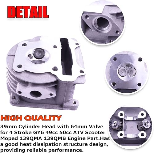 Miniatura 3 de New Olym Reemplazo de culata de 1.53 pulgadas para 4 tiempos GY6 49cc 50cc 139QMB 139QMA Motor Scooter ATV Off-Road Vehículo Scooter Go Kart