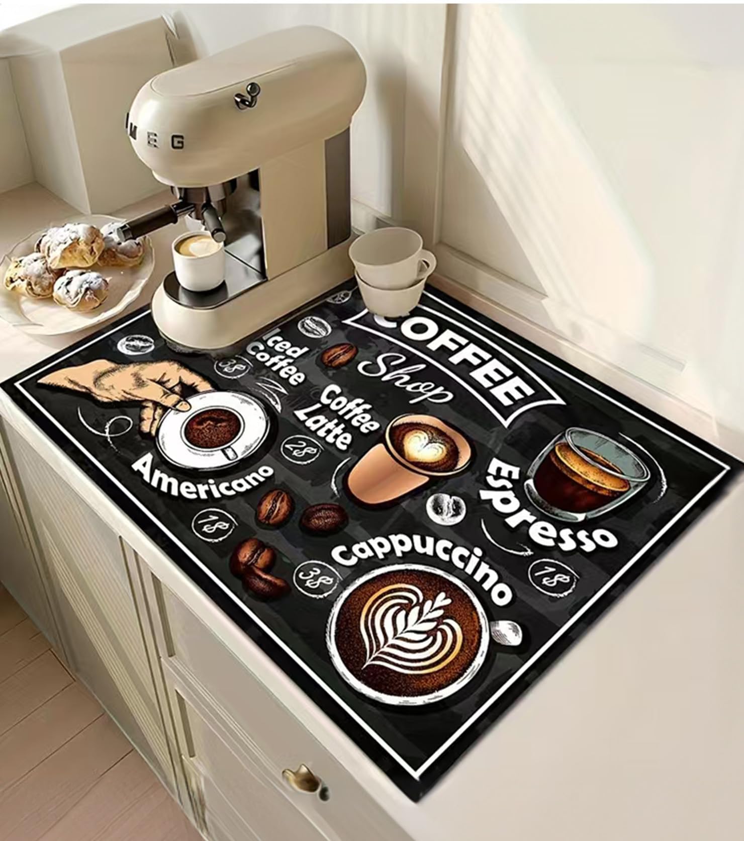 Octonyluck Kaffeemaschine Abtropfmatte, Saugfähige Abtropfma