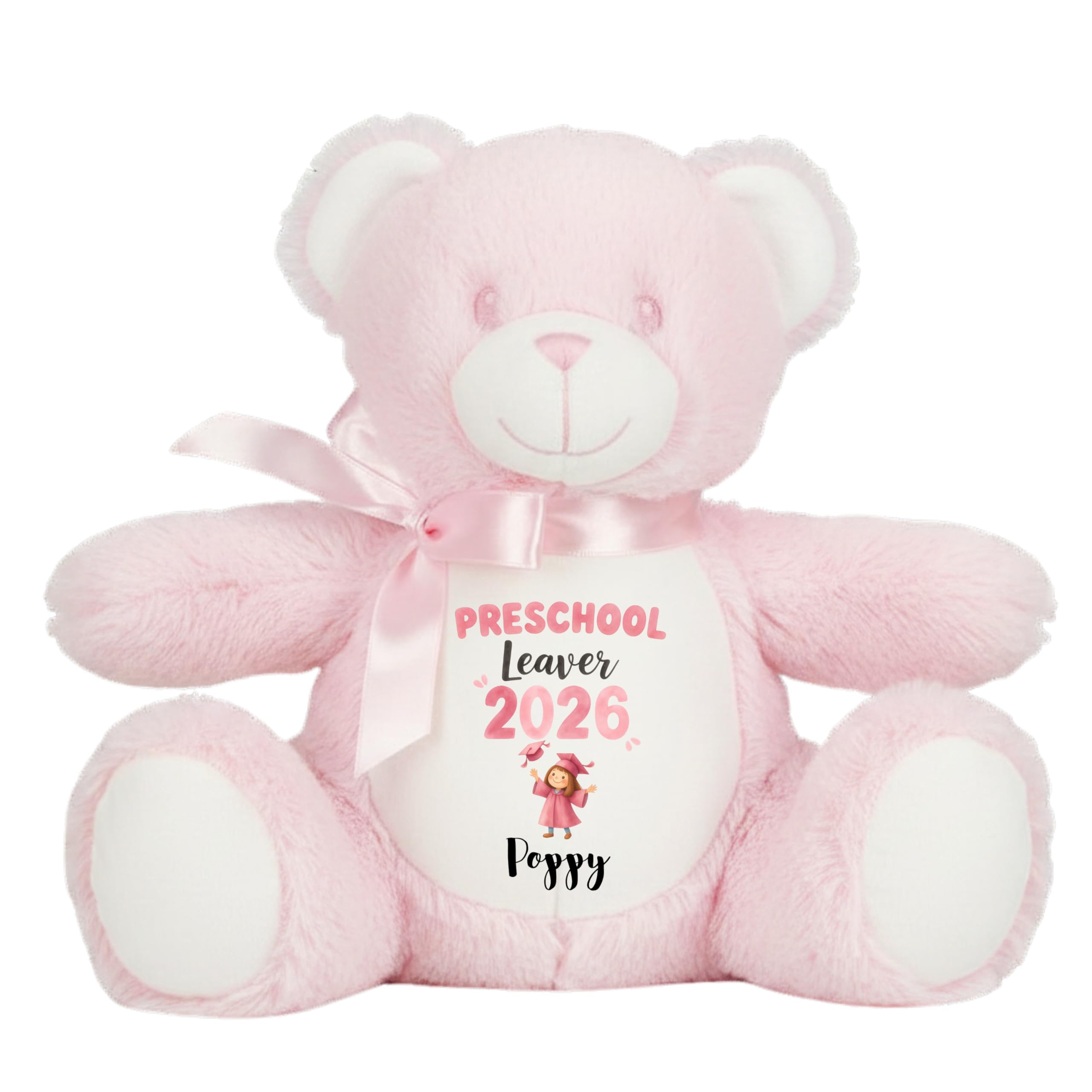 Leaving Preschool Gift Cuddly Toy - Personalised Pre School Graduate 2026 Pink Girl Customised Teddy Toddlers and Kids Plush Named Nursery Starting School Leaver Party Last Day Soft Plushie - Pink Ted