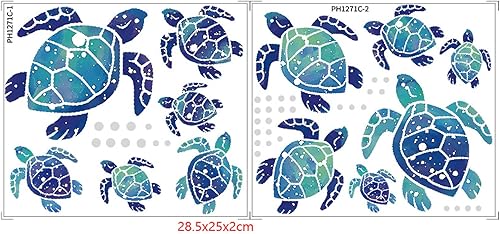 Miniatura 2 de 12 calcomanías de pared de tortuga marina, calcomanías de pared, calcomanías de vinilo bajo el agua, océano, impermeable, extraíble, decoración para