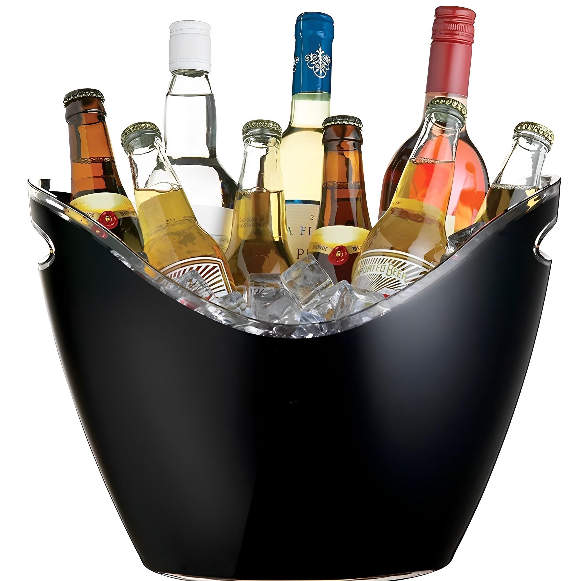 Ice Bucket Wine Bucket,8L Wine Bucket Chiller for Parties, Acrylic Cooler Bucket for Champagne Wine Drinks Beer,Beverage Tub,Ice Tub,Bar Supplies（Black）