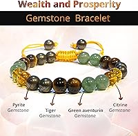 Vista 74 de Adjustable Crystal Bracelet – Gemstone Bead Bracelet with Adjustable Macrame String – Chic Gemstone Bracelet for Men and Women – 8mm Round Healing
