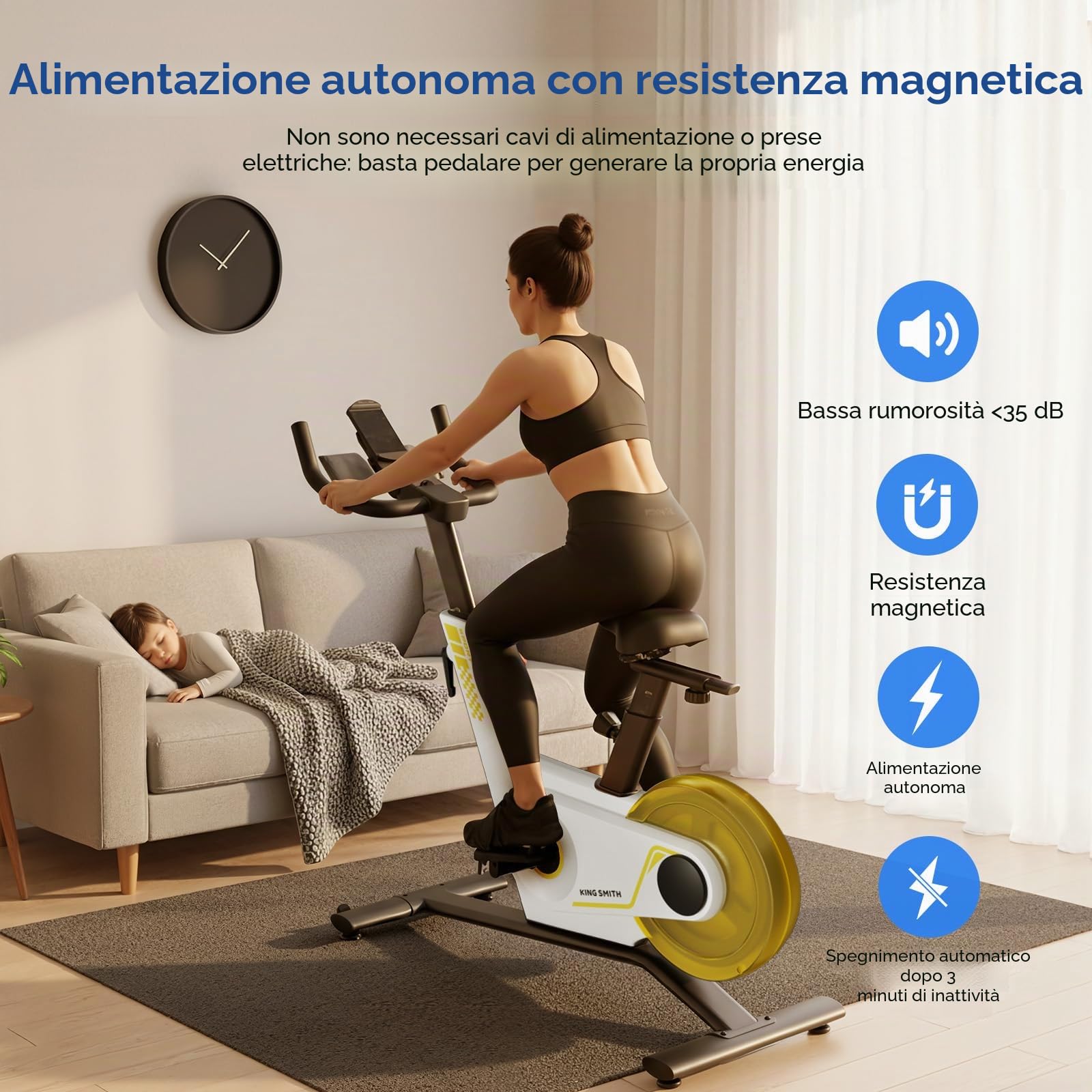 Cyclette per Casa, 40 Livelli di Resistenza Magnetica, Pieghevole per Interni, Capacità di Peso di 120 kg, Bici da Fitness Silenziosa, con Display a LED, App Supportata, Colore Bianco