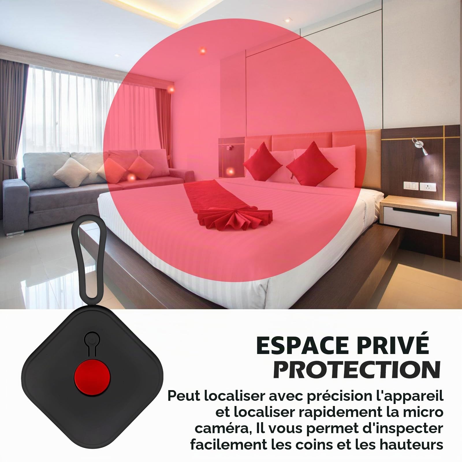 Vegena Detecteur Micro Espion 2 Pièces, Détecteur de Caméra, Détecteur de Caméra Cachée, Detecteur de Micro Espion Portable avec Vision Infrarouge pour Hôtel Salle de Bain Voyage