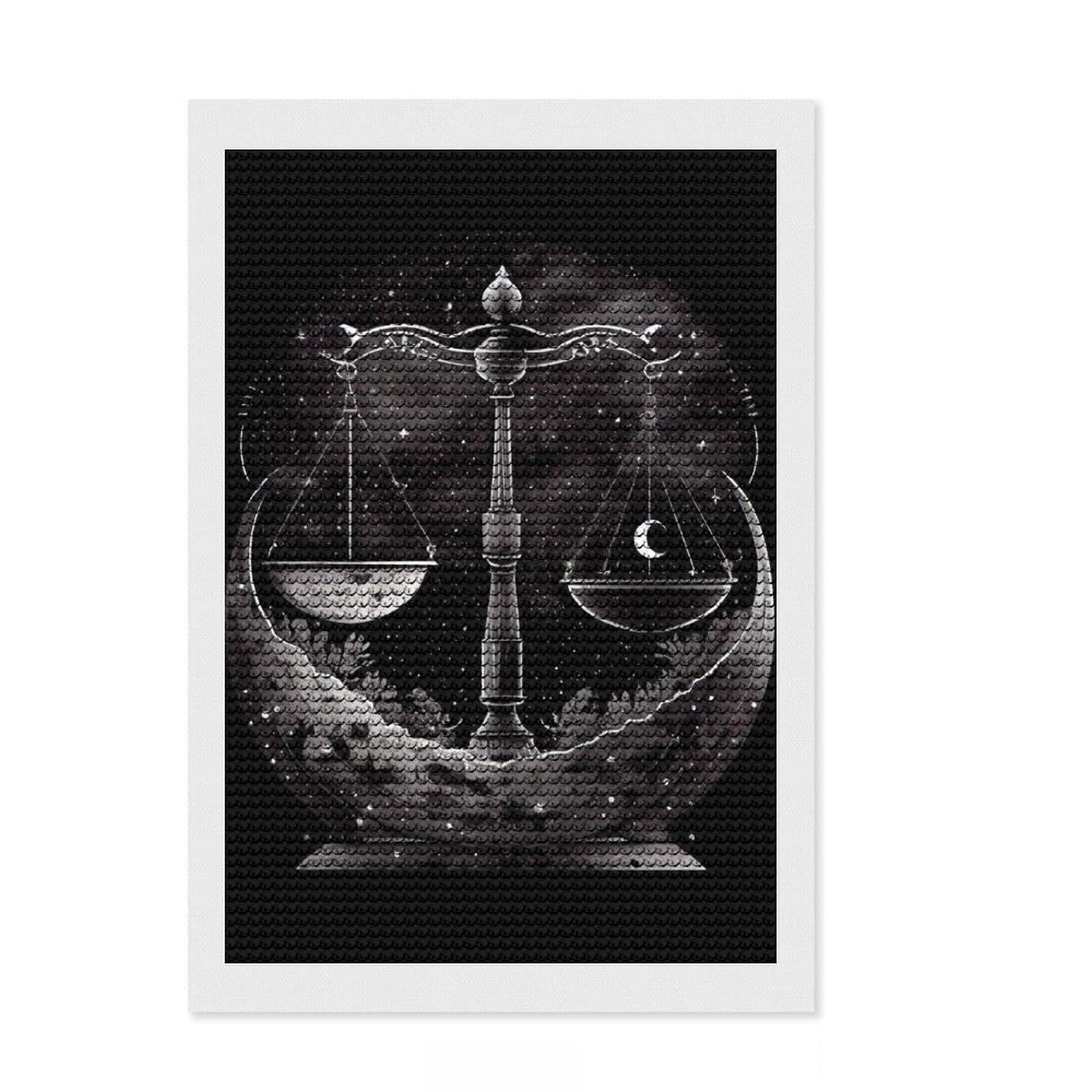 Junmoney Galactic Scale of Symmetry Diamond Art Canvas 8"x12", Complete Accessories, Fun Craft Experience, Vintage Style Decor, Christmas Gift