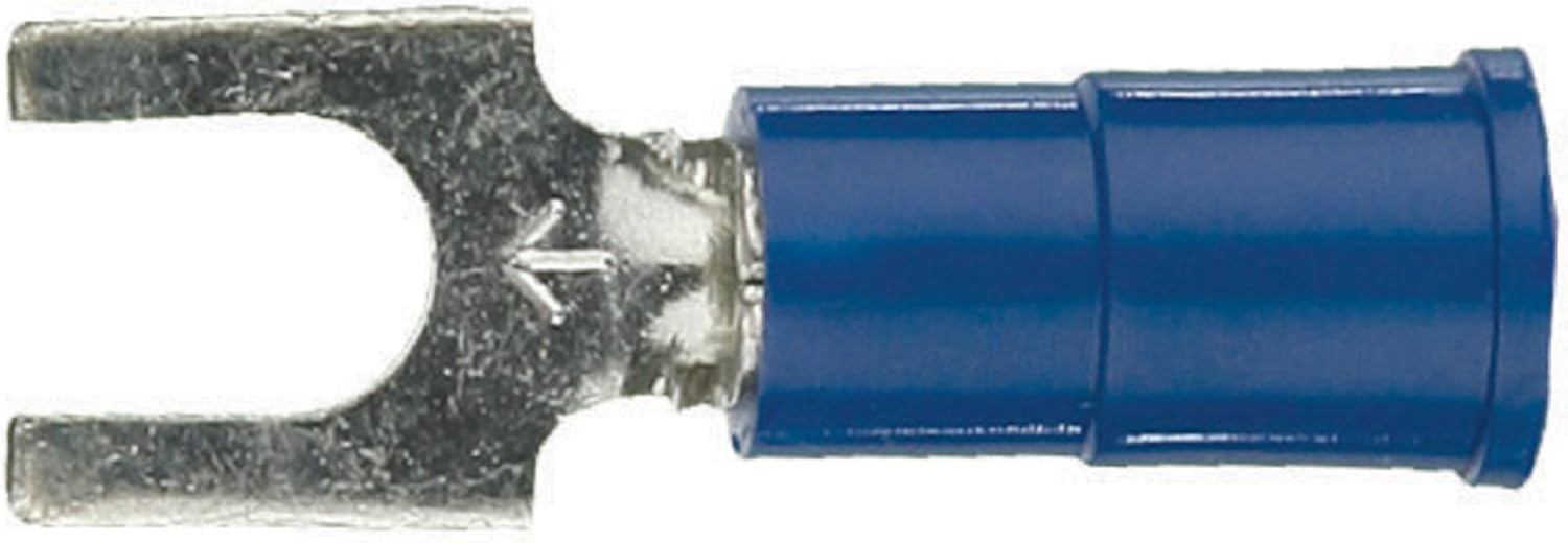 Install Bay 3M Spade Terminal Connector Vinyl 16/14 Gauge #8 - 100 Pack (Blue)