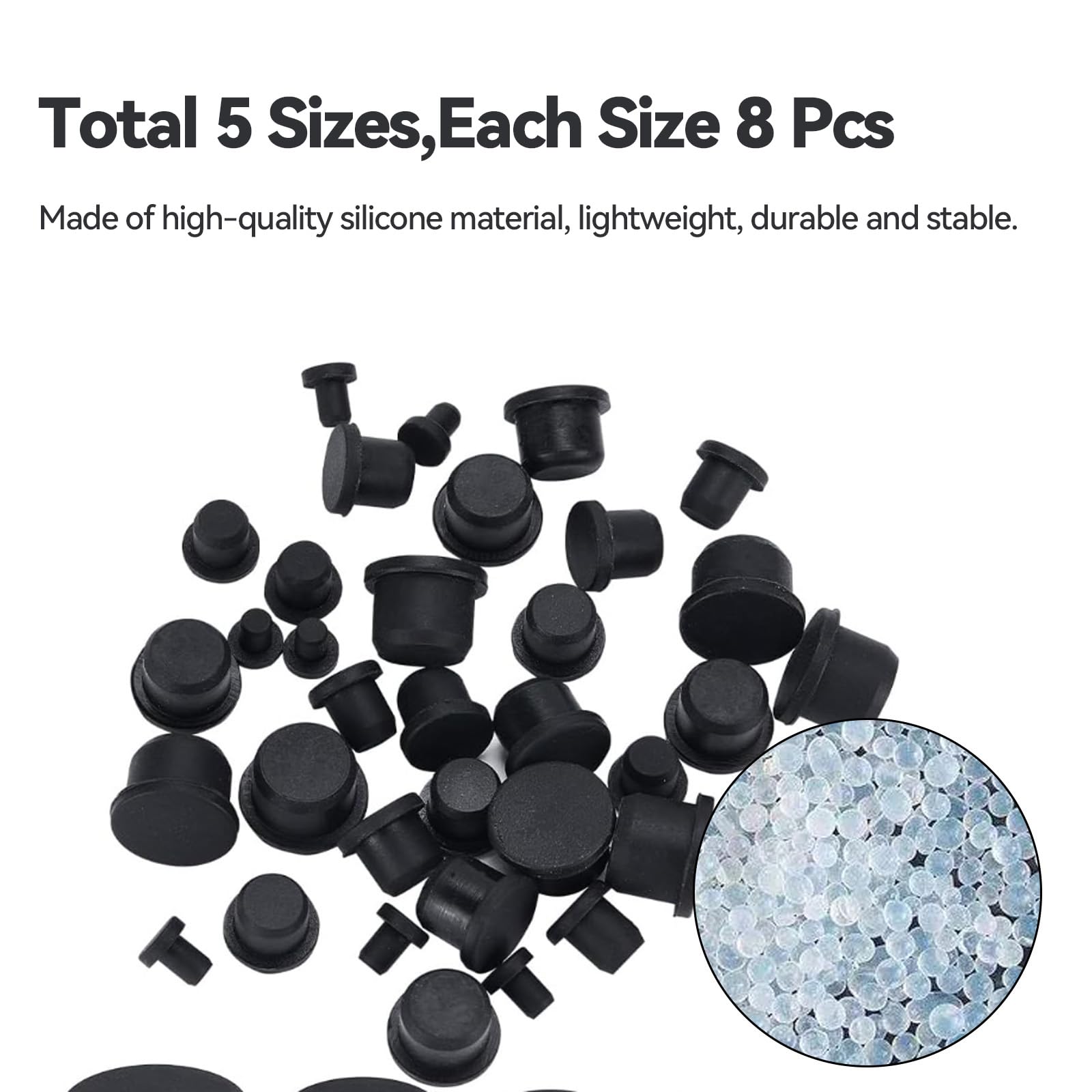 VZU Pack of 40 Silicone Rubber Hole Plugs, Rubber Sealing Plugs - Image 3