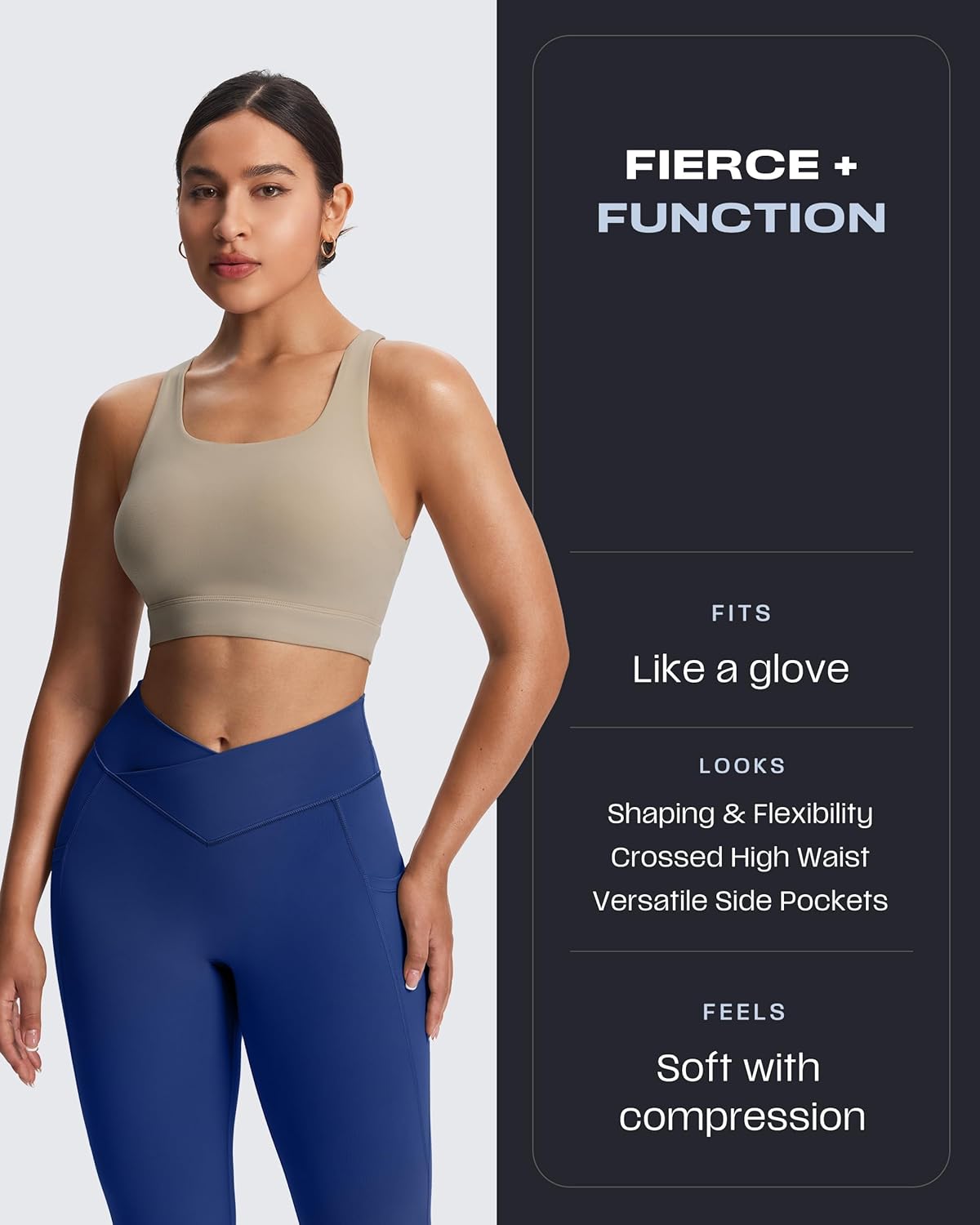 Aoxjox Women's Trinity High Waisted Yoga Pants with Pockets Cross-waist Tummy Control Buttery Soft Workout Leggings 26" - Image 2