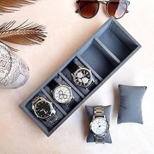 La Trove Luxury Velvet Premium 5 Slot Grey Watch And Bracelet Organizer Tray