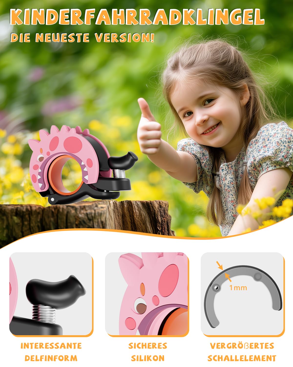 Campanello Bicicletta 22.2-25.4mm Mini Campanello per Bambini Ragazzi