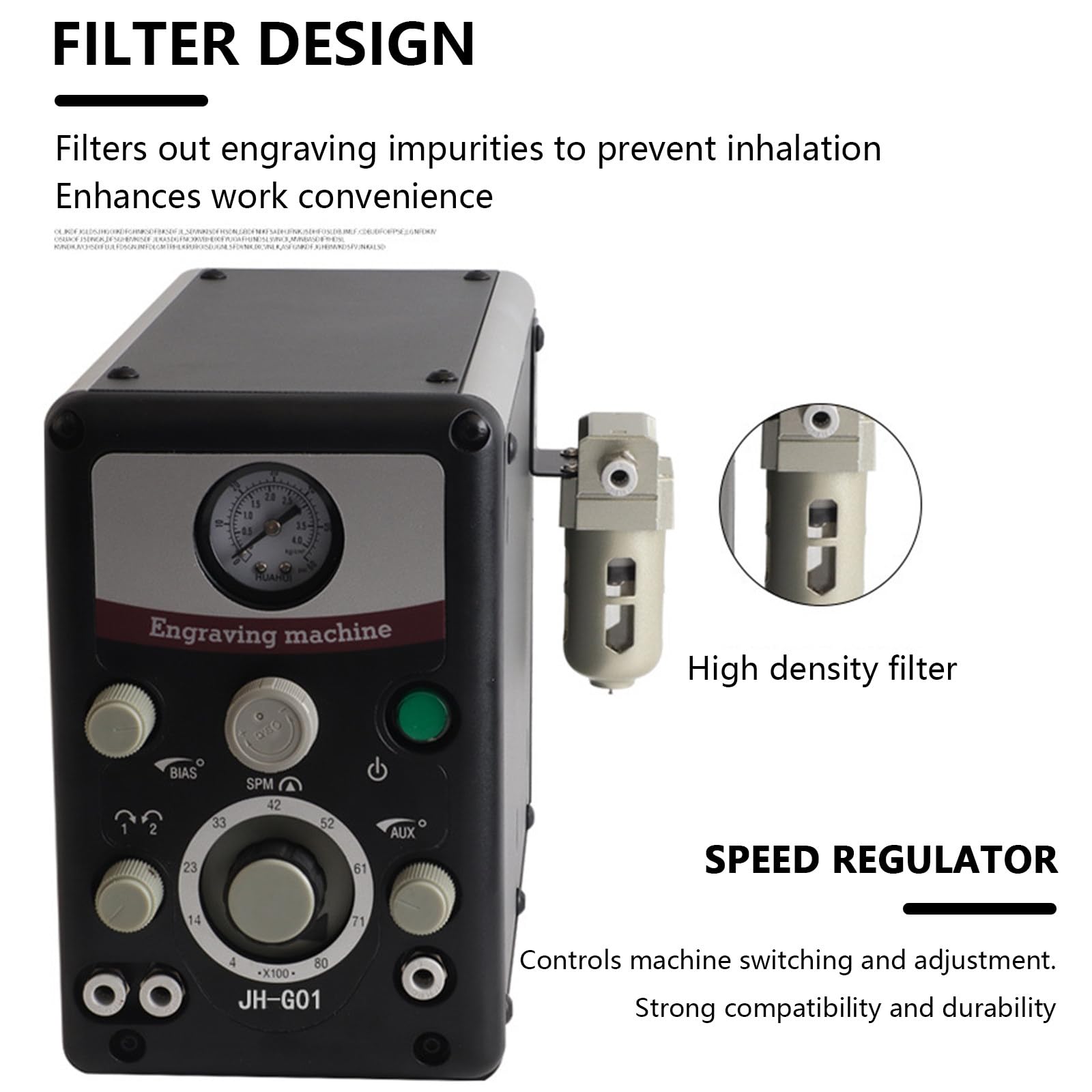 Grabadora de joyería eléctrica, Máquina de Grabado para Metal, 400-8000 RPM, máquina neumática de Doble Mango para joyería, con Pedal neumático, Graver Graver neumático para Manualidades
