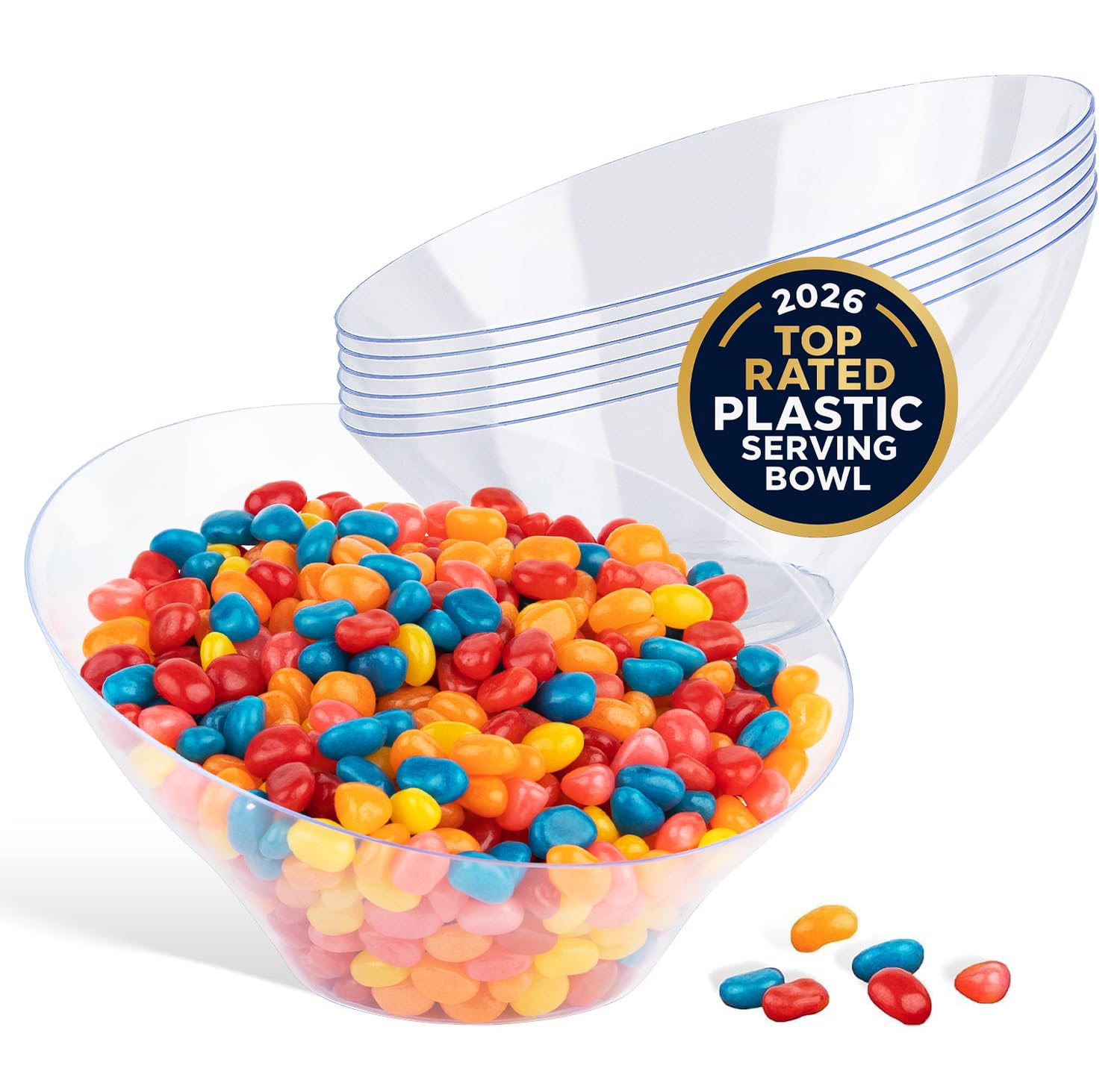 20oz Clear Plastic Serving Bowls (6 Pack) by Stock Your Home – Medium, 20.0 ounces, Plastic, Clear, Pack of 6