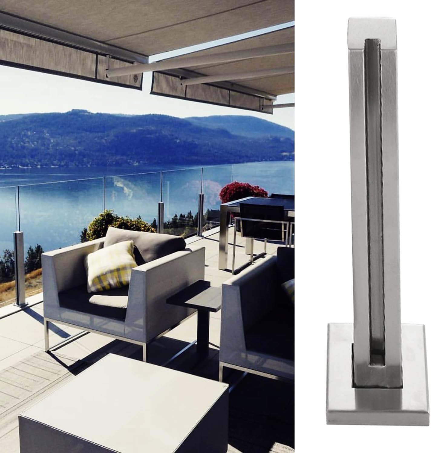 Stainless Steel Glass Balustrade for Garden Balcony Stair 2ft/3ft/3.5ft/4ft Deck Railing System Safety Hand Railing with Floor Stand Square Post Design End Post Included