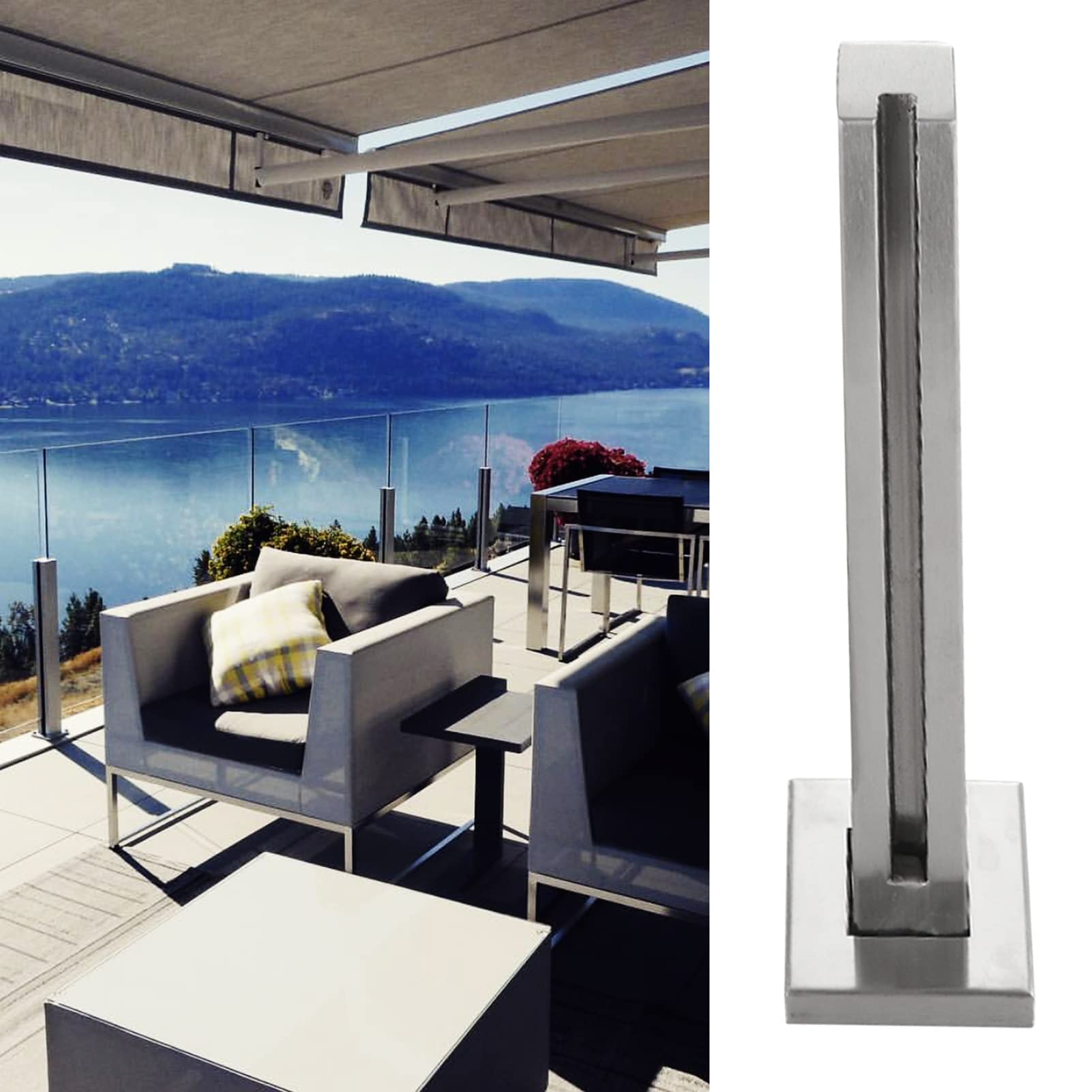 Garde-Corps Acier Inoxydable Verre Balcon Escalier Terrasse 90cm