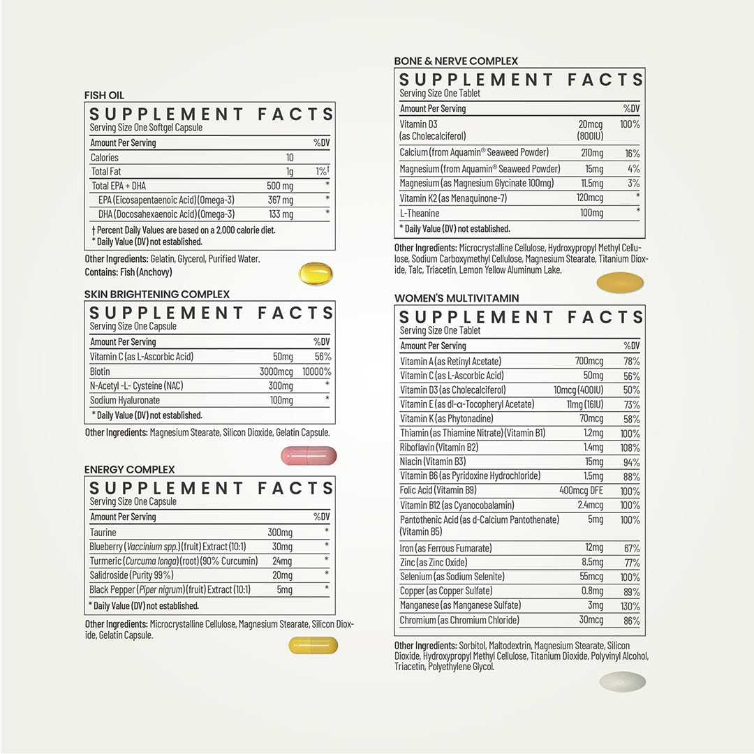 Multivitamin for Women, All-in-One Vitamin Packs for Hair Skin and Nails, Energy Producton, Bone Health, Stress Relief, Made in USA, 30 Servings - Image 6