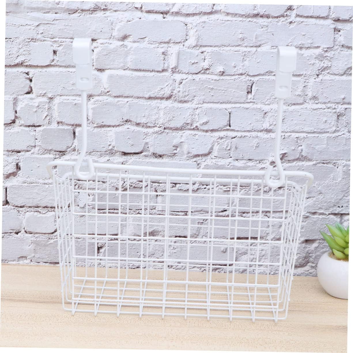 COLLBATH Cabinet Storage Basket Over Door Hanging Organizer Rack for Kitchen and Bathroom White Metal Storage Solution for Space Saving