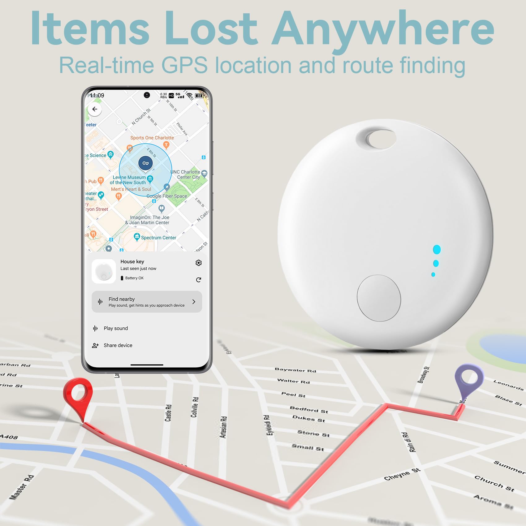 Air Tracker Android, 4 PCS Smart Tracker Tag GPS Localizzatore Chiavi Compatibile con Trova Dispositivo(Solo Android), Bluetooth Tracker Tag Compatibile per Portafogli,Chiavi,Zaini (bianco)