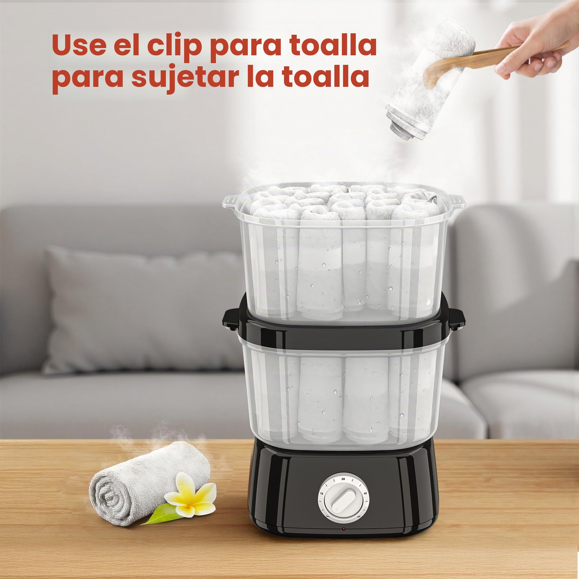 Calentador de toallas 2 en 1, 6 l, gran capacidad, vaporizador para toallas calientes, uso simple y versátil para peluquería, salón de belleza, spa, manicura, hotel, casa (negro)