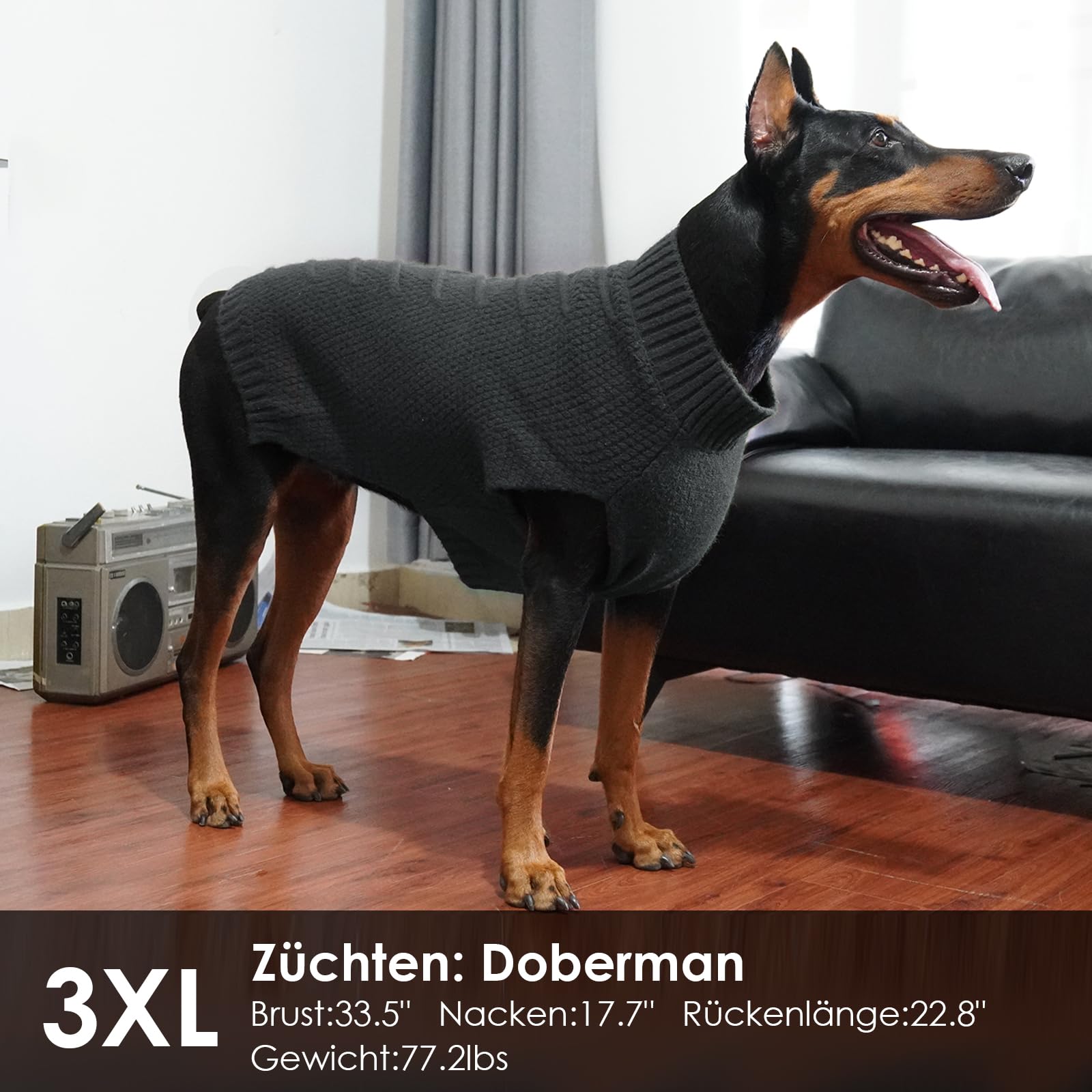 Pullover für Große Hunde, Winter Pullover Gestrickt Mantel, Fleece Hundepullover Labrador, Weich, Warm Und Angenehm Auf Der Haut, Grau, 3XL