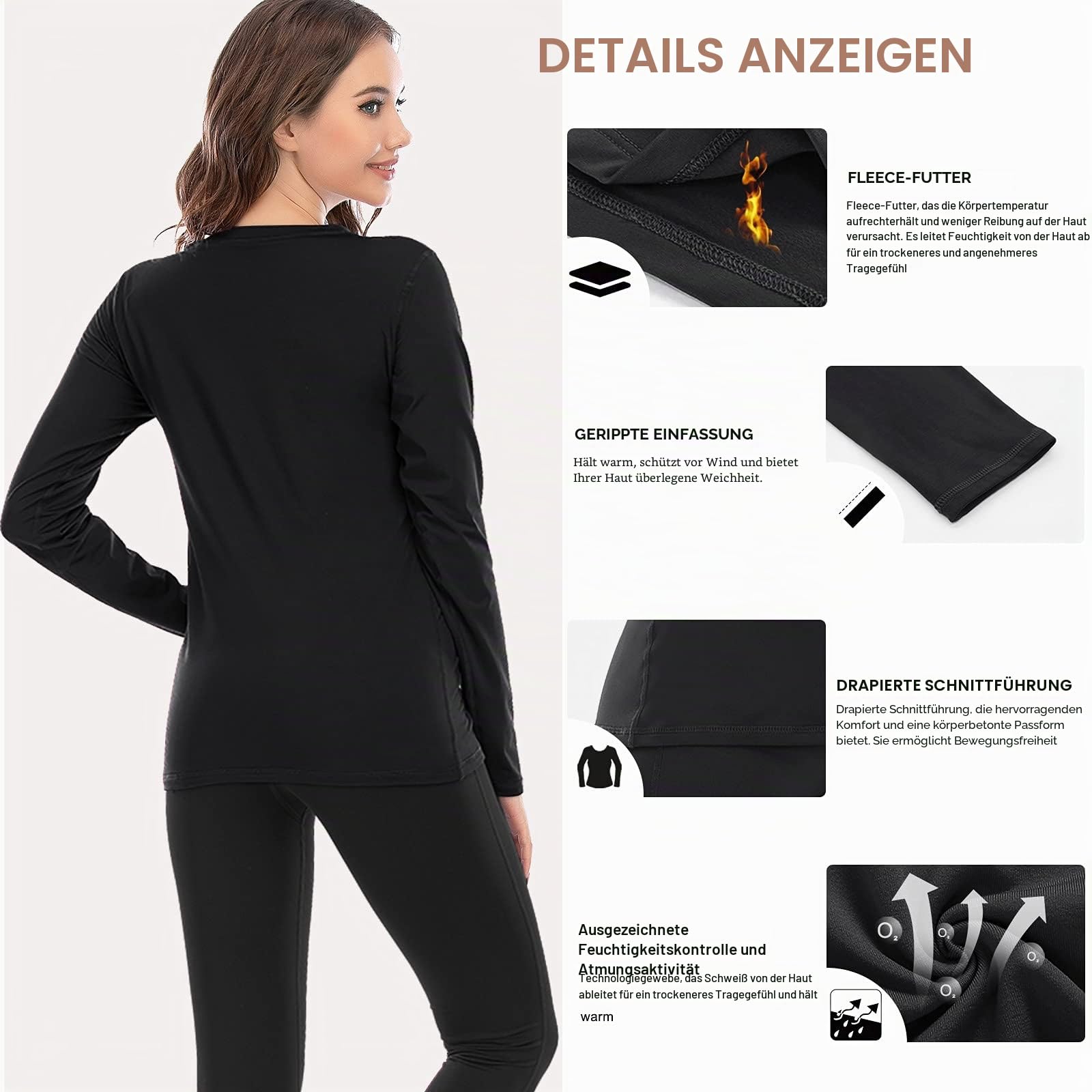 MEETWEE Thermounterwäsche Funktionsunterwäsche Damen, Skiunterwäsche Winter Set Atmungsaktiv Lange Thermo Unterwäsche Tops Thermowäsche Unterhemd