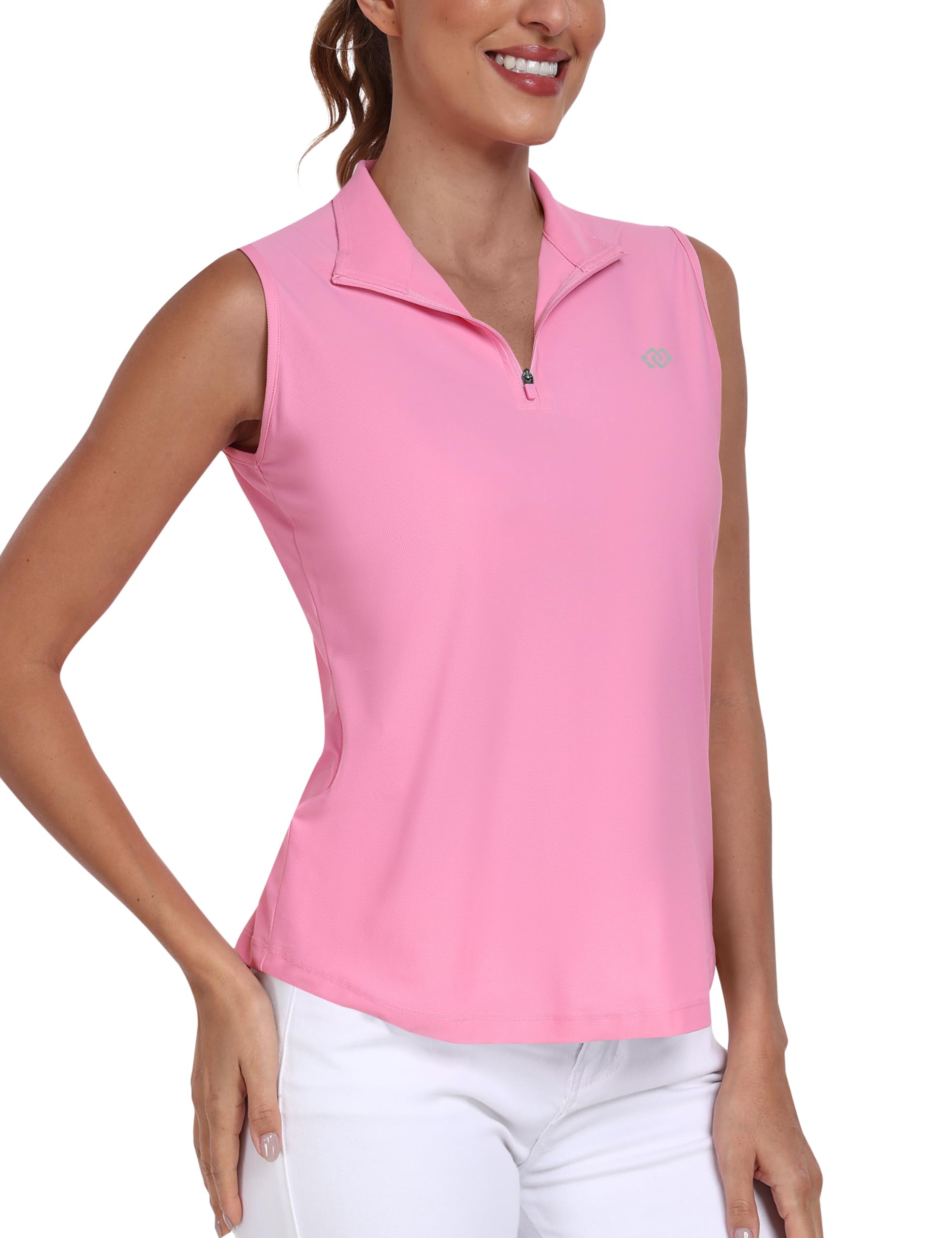 MoFiz Women's Golf Polo Shirts Tennis Shirt Quarter Zip Sleeveless Athletic Tank Tops Quick Dry Upf50+ Moisture Wicking