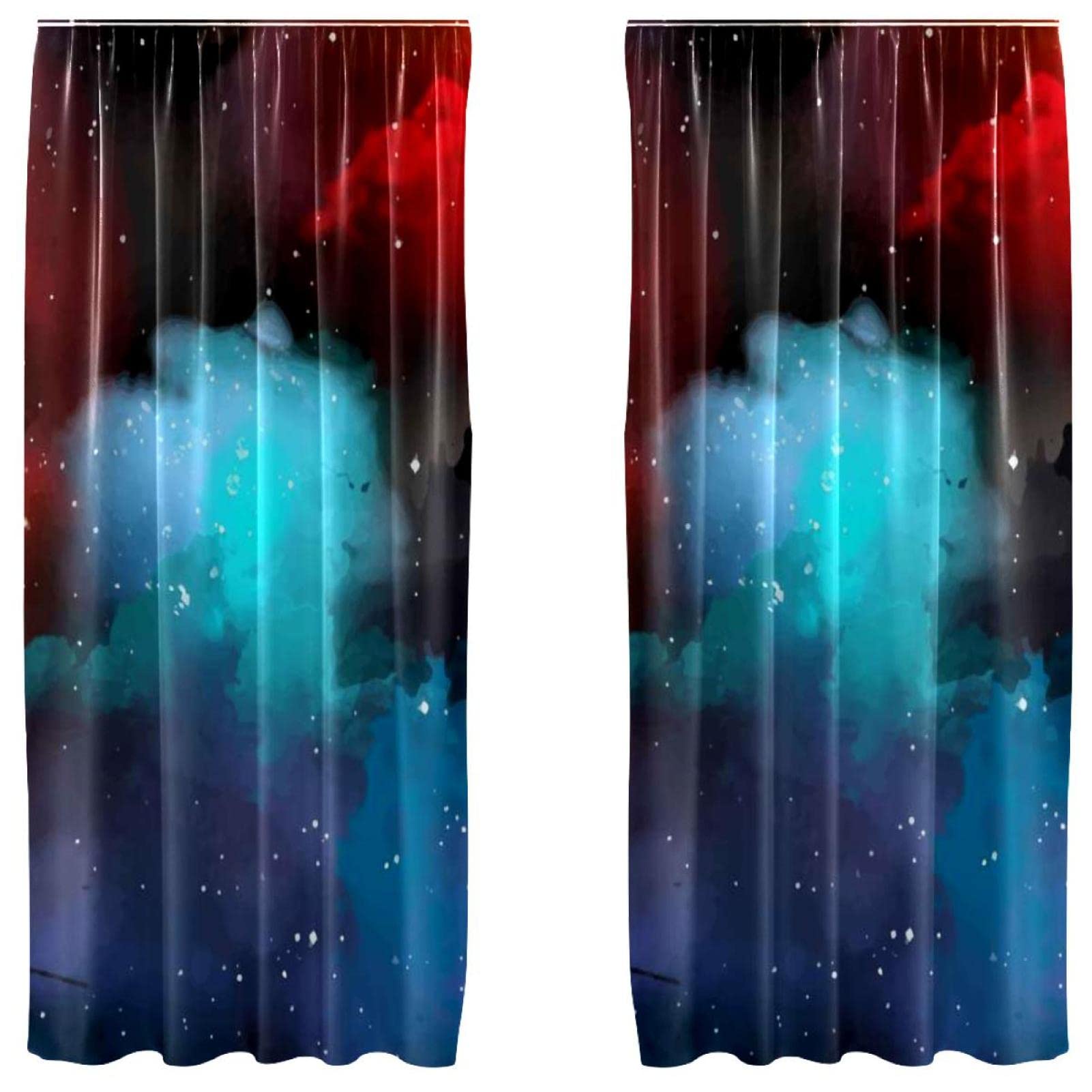 Cortinas abstractas espaciales de diseño ligero para renovar la luz de tu salón, 2 piezas