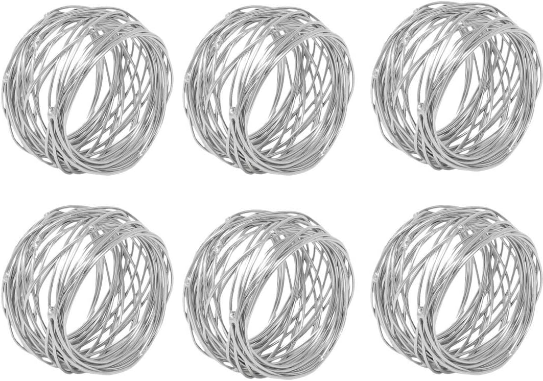 Kaizen Casa Handmade Round Mesh Napkin Rings Holder for Dinning Table Parties Everyday, Set of 6 (Silver) : Home & Kitchen