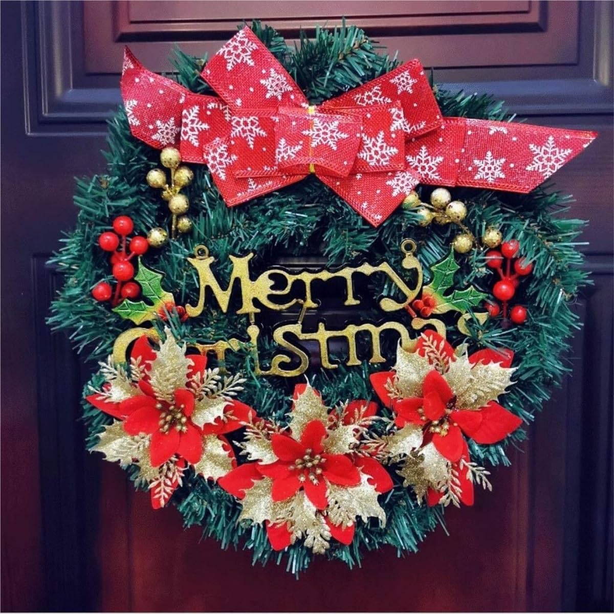 Winterkranz Dekokranz Weihnachtskranz Haustür Weihnachtsdekoration Innen- Und Außendekoration Adventskranz Christbaumschmuck(7 3/8)