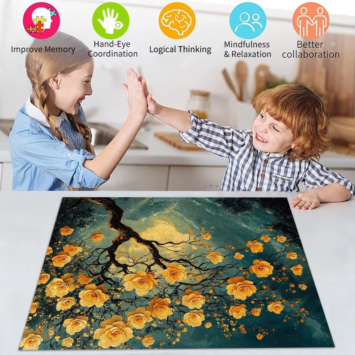 Blume Puzzle für Erwachsene Kinder Anspruchsvoll 5000 Teile Impossible Klassische Puzzles Schwer Baum ab 8 9 10 Jahre Mädchen Jungen Jigsaw Kunst Educa, für Dekoration und Geschenke 105x156cm t-333