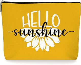 Boho Sunshine Inspirational Makeup Bag, Cute Yellow Accessory | Makeup Bag for Women