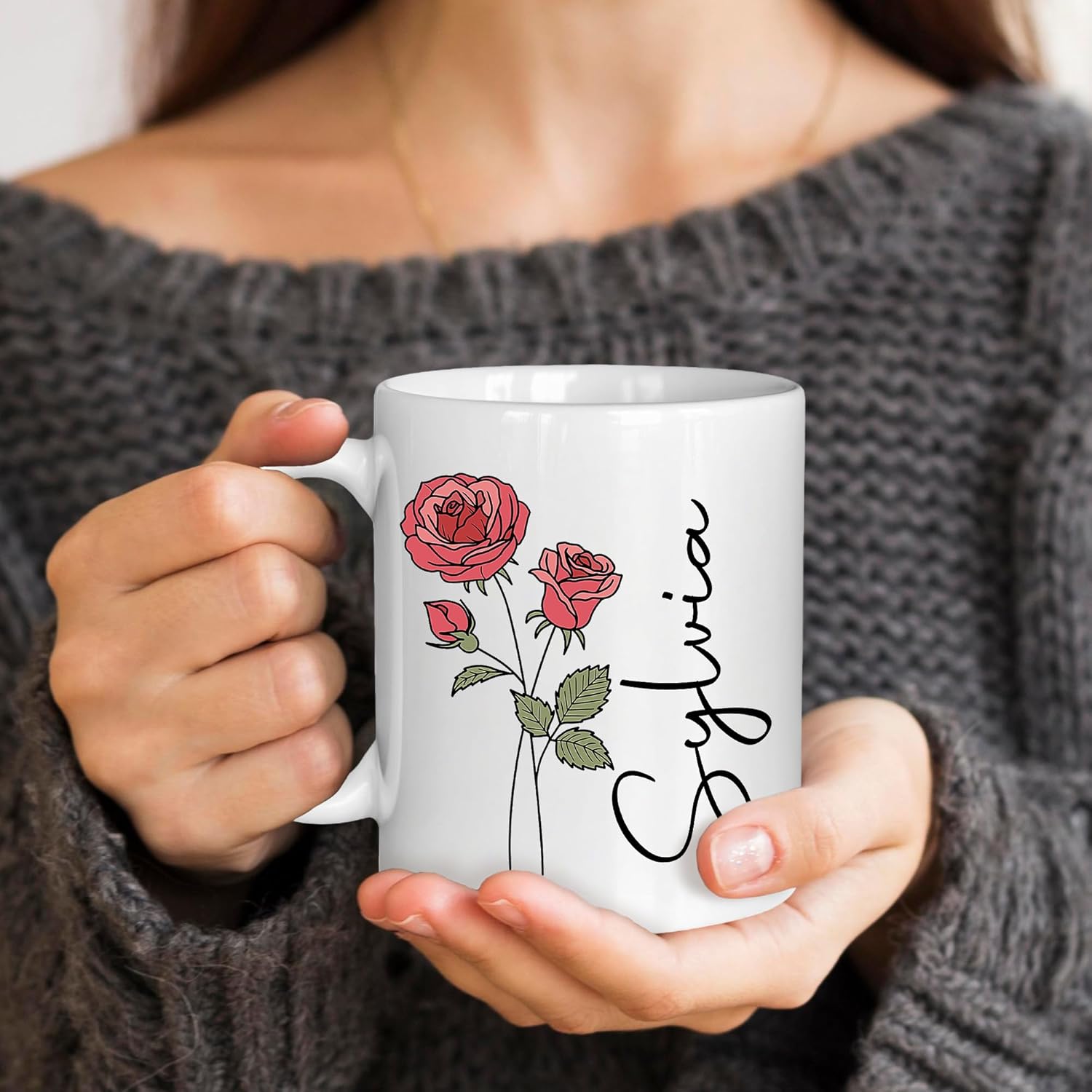 Custom Mug With Birth Flower Names, Personalized Mothers Day Birthday Coffee Mug Gifts for Mom Grandma, Customized 11 Oz/15 Oz Coffee Tea Cup For Women Wife Grandma Girlfriend New Mom Gifts - Image 4